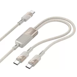   Kábel 2 az 1-ben USB C-ről USB C-re / USB C Hoco 5A 100W 1,2 m U139 arany