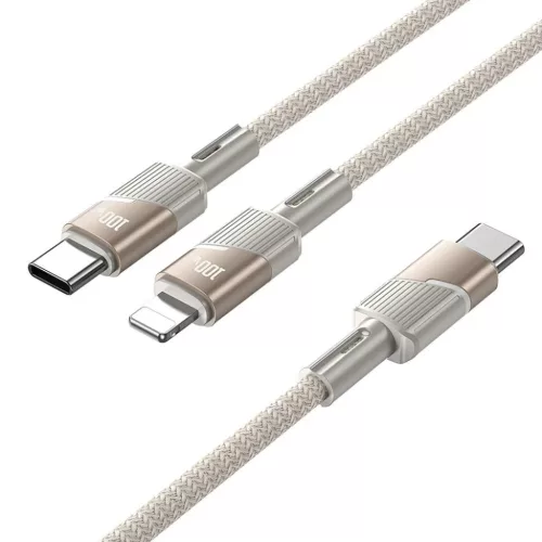 Kábel 2 az 1-ben USB C-ről USB C-re / USB C Hoco 5A 100W 1,2 m U139 arany