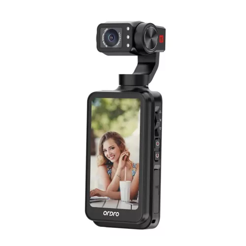 Ordro Pocket M5 3-tengelyes Gimbal Kamera, 5K, vlogoláshoz és YouTube videókhoz – Fekete