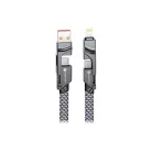 FORCELL F-ENERGY C241 4 az 1-ben kábel Type C / USB A Type C / Lightning QC PD 3A 60W 1 m króm