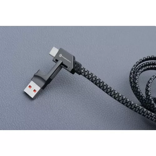 FORCELL F-ENERGY C241 4 az 1-ben kábel Type C / USB A Type C / Lightning QC PD 3A 60W 1 m króm