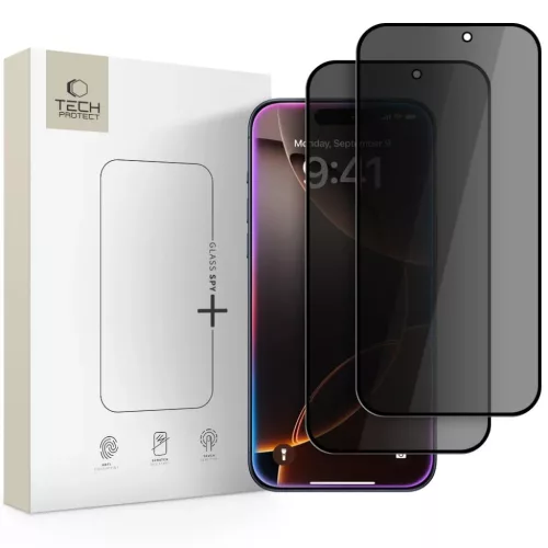 iPhone 16 Pro Max / 17 Pro Max Tech-Protect Glass Spy+ 2-csomagos privát üvegfólia