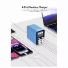 Relife Q4 asztali töltő, 72W, 5A, 2 x USB-C - 4 x USB-A, Kék