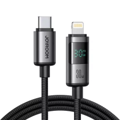   Joyroom S-A16 Pro Prism Series 30W USB-C - Lightning Kábel Kijelzővel 1.2m - Fekete