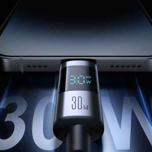 Joyroom S-A16 Pro Prism Series 30W USB-C - Lightning Kábel Kijelzővel 1.2m - Fekete