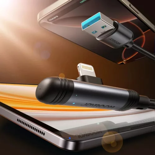 Joyroom S-A56 EnjoyX Series 90° USB-A - Lightning 3A kábel 1.2m - fekete