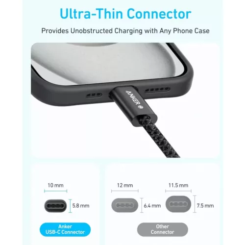 USB-C - USB-C Kábel Anker Zolo, 240W, 1m, Fehér A8060H21