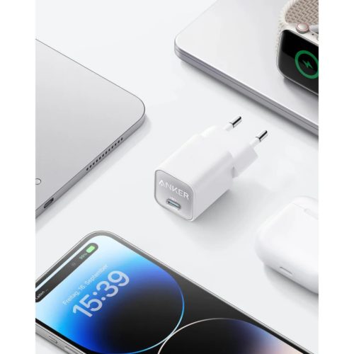 Hálózati Töltő Anker 511 Nano 3, 30W, 3A, 1 x USB-C, Fehér A2147G21
