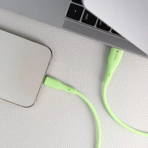 Zöld FORCELL F-ENERGY C343 kábel USB A-ról Lightning-re 2,4A 12W Szilikon 1 m