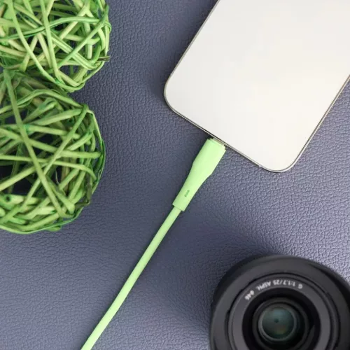 Zöld FORCELL F-ENERGY C343 kábel USB A-ról Lightning-re 2,4A 12W Szilikon 1 m