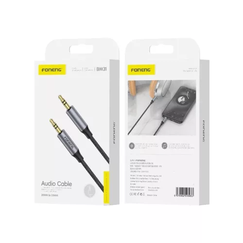 FONENG BM31 3.5MM JACK - 3.5MM JACK Kábel 1M Fekete