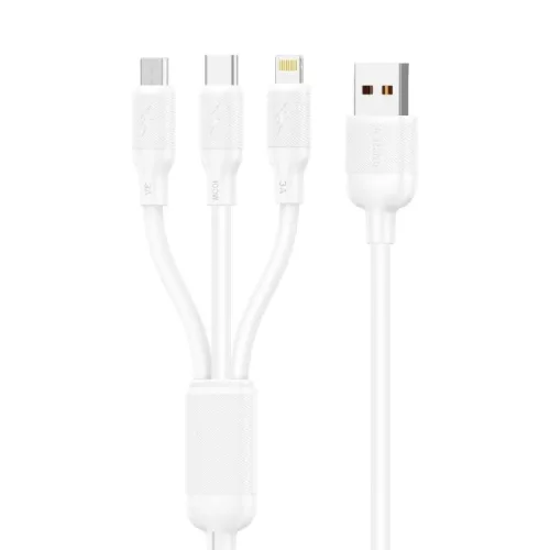 FONENG X80 3 az 1-ben kábel 100W 3A 1.2M Fehér