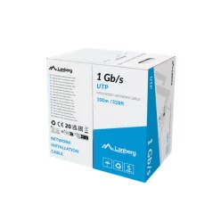   Lanberg Cat.6 U/UTP rézzel bevont (CCA)  fali kábel 1Gb/s, 100m, AWG23, 250Mhz, Fca, szürke