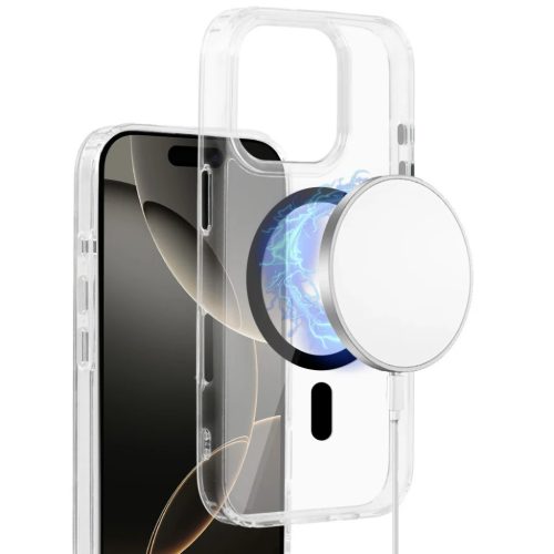 Fényes Magsafe Átlátszó Tok iPhone 15 Pro Max fekete tok