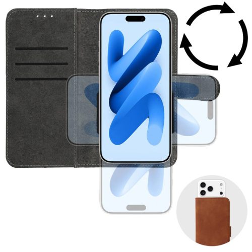 COMMON univerzális fliptok (L MÉRET) iPhone 6 Plus/7 Plus/8 Plus/Xs Max/11 Pro Max/Samsung S20 FE/S21 FE/S10 Plus/A10/A32/A54/Xiaomi 12 Lite/Huawei P30 Pro barna tok