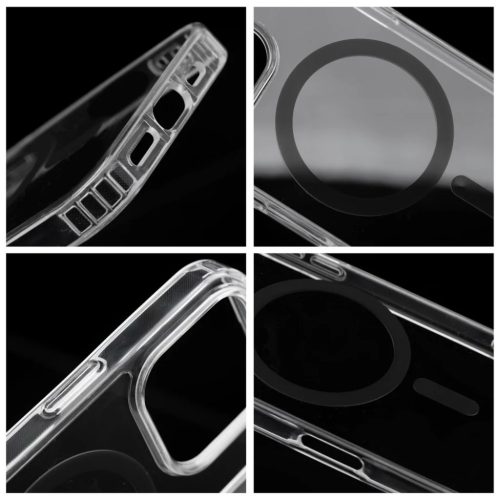 iPhone 17 Pro Max fekete Drop Glue Színes Gyűrű MagSafe tok