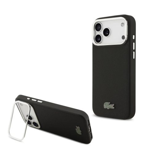 iPhone 17 Pro Max Fekete Lacoste Iconic Petit Pique Camera Stand MagSafe tok