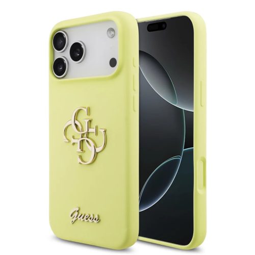 iPhone 17 Pro Max sárga Guess Liquid Silicone 4G Metal Logo tok