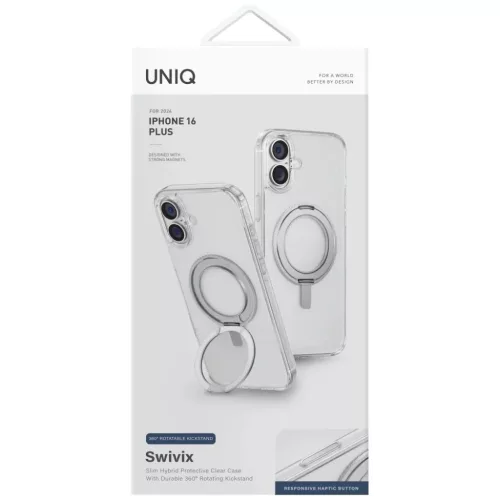 Uniq Swivix 360 Rotating Kickstand iPhone 16 Plus tok - Átlátszó