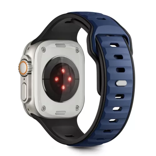 Apple Watch 8 / 9 / 10 / 11 / SE / Ultra (44 / 45 / 46 / 49 mm) Tech-protect Iconband Line fekete/sötétkék