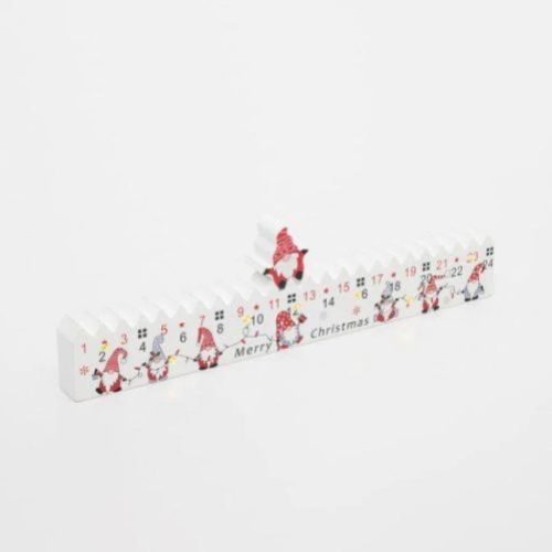 Home KLW25 LED-es adventi naptár, 7db LED világítás, fa alapanyag, elemes tápellátás, beltéri kivitel