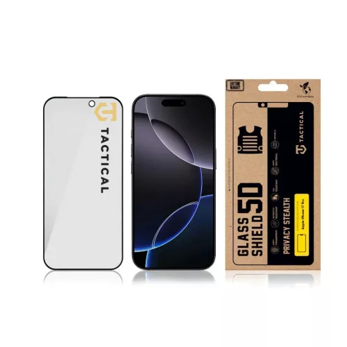 Apple iPhone 17 Pro Fekete Tactical Üveg Pajzs Privacy Stealth 5D üvegfólia