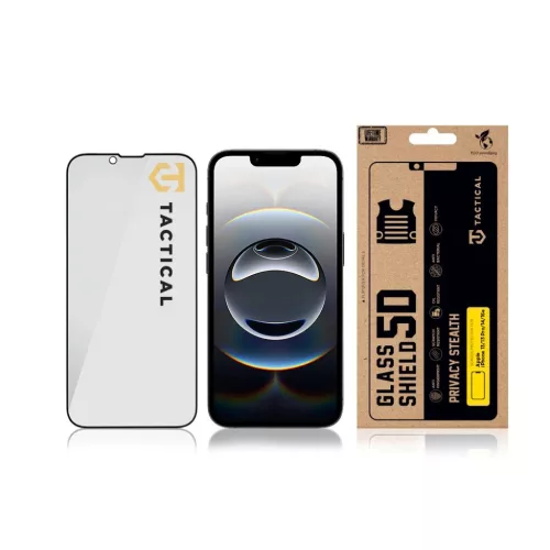 Apple iPhone 13/13 Pro/14/16e/17e fekete Tactical Glass Shield Privacy Stealth 5D üvegfólia