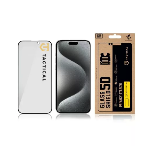 iPhone 15 Pro Max fekete Tactical Glass Shield Privacy Stealth 5D üvegfólia