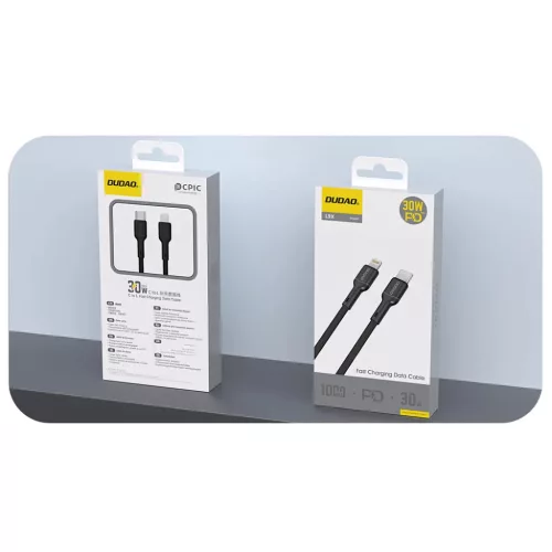 Dudao L9X 30W USB-C - Lightning Kábel 2m - Fekete