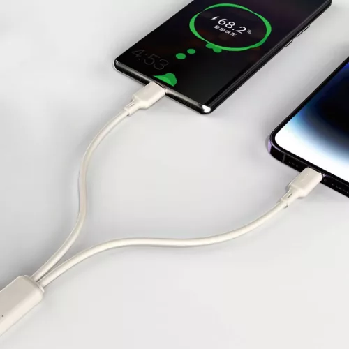 Dudao L7SF 2 az 1-ben kábel USB-C - USB-C / Lightning 100W 1.2m - bézs