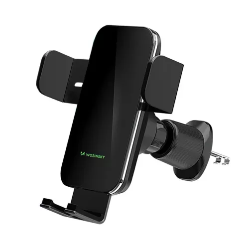 Wozinsky WEDZ-3Y8S autós telefontartó 15W-os vezeték nélküli töltővel, légkiömlőre rögzíthető - fekete tok qi