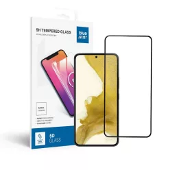   Edzett üveg Blue Star - SAMSUNG Galaxy S22 Teljes Arc (teljes ragasztó/tokbarát) - fekete üvegfólia