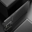 iPhone 13 Pro Max Armored szénszál mintájú TPU tok fekete