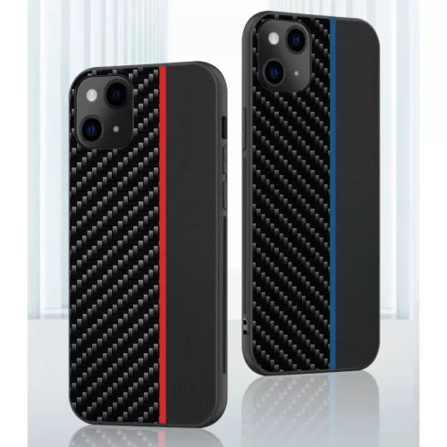 iPhone 13 Pro Max Tel Protect Carbon Tok Fekte / Piros Csík