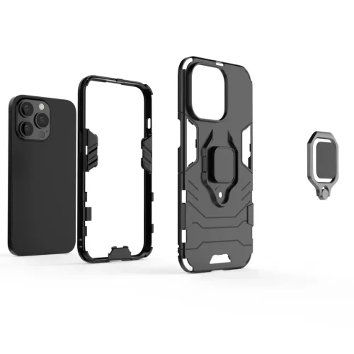 iPhone 13 Pro Max Ring Armor tok kihajtható támasszal fekete