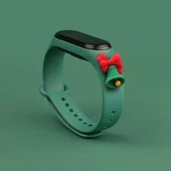   Strap Xmas karácsonyi óraszíj Xiaomi Mi Band 4 / Mi Band 3 sötétzöld harang