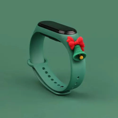 Strap Xmas karácsonyi óraszíj Xiaomi Mi Band 4 / Mi Band 3 sötétzöld harang