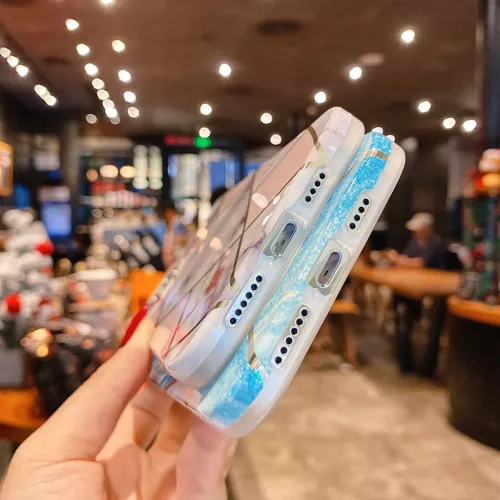 iPhone 13 Pro Max TPU szilikon tok márvány mintával kékeszöld Alphajack