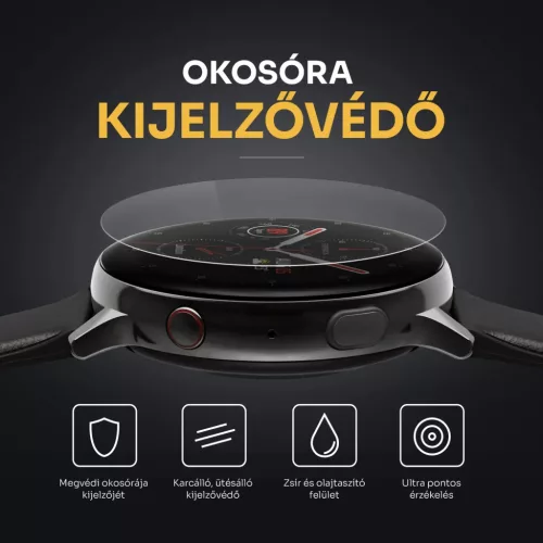 Samsung Galaxy Watch 4 (44mm) kijelzővédő fólia fekete kerettel Alphajack