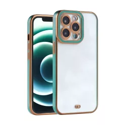   iPhone 13 Pro Max átlátszó tok zöld és arany színű kerettel Alphajack