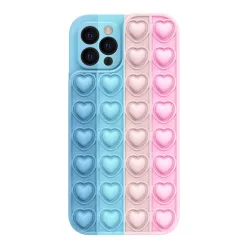   iPhone 13 Szíves POP IT telefontok - Color 1 - kék, világoskék, pasztel rózsaszín, rózsaszín színben