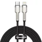 Baseus Cafule Metal nylon harisnyázott USB Type-C/ Lightning kábel PD 20W 2m fekete (CATLJK-B01)