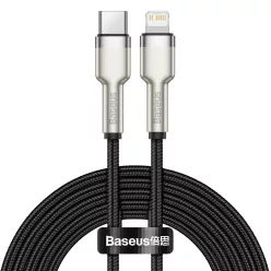   Baseus Cafule Metal nylon harisnyázott USB Type-C/ Lightning kábel PD 20W 2m fekete (CATLJK-B01)
