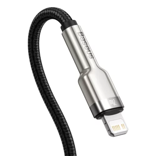 Baseus Cafule Metal nylon harisnyázott USB Type-C/ Lightning kábel PD 20W 2m fekete (CATLJK-B01)