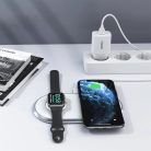 Choetech MFI Qi 2 az 1-ben vezeték nélküli töltő okostelefonokhoz / Apple Watch állvánnyal USB Type C fehér (T317)