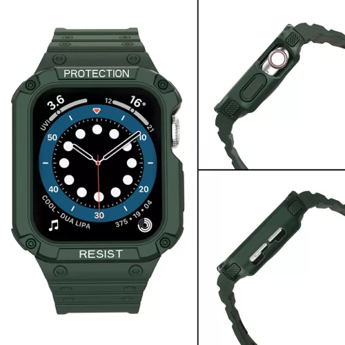 Apple Watch 4/5/6/7/8/SE (42/44/45mm) Armored Óraszíj és Tok Zöld