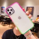 iPhone 13 Pro Max átlátszó TPU tok rózsaszín-zöld színátmenetes kerettel Alphajack