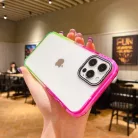 iPhone 13 Pro Max átlátszó TPU tok rózsaszín-zöld színátmenetes kerettel Alphajack