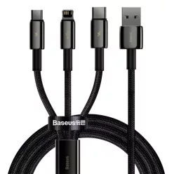   Baseus Tungsten USB - Lightning/ Micro USB/ USB Type-C kábel 3.5A 1.5m fekete (CAMLTWJ-01)