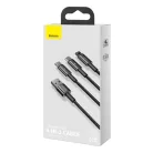 Baseus Tungsten USB - Lightning/ Micro USB/ USB Type-C kábel 3.5A 1.5m fekete (CAMLTWJ-01)